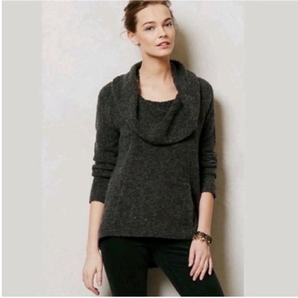 Anthropologie Angel of the North sweater gray Boucle kangaroo pocket